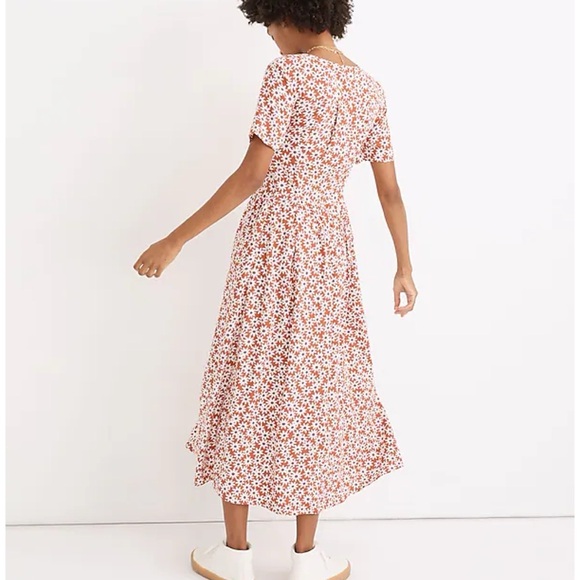 Madewell Clara Midi Dress Falling Daisies Small Russet Burnt Orange - Picture 2 of 16